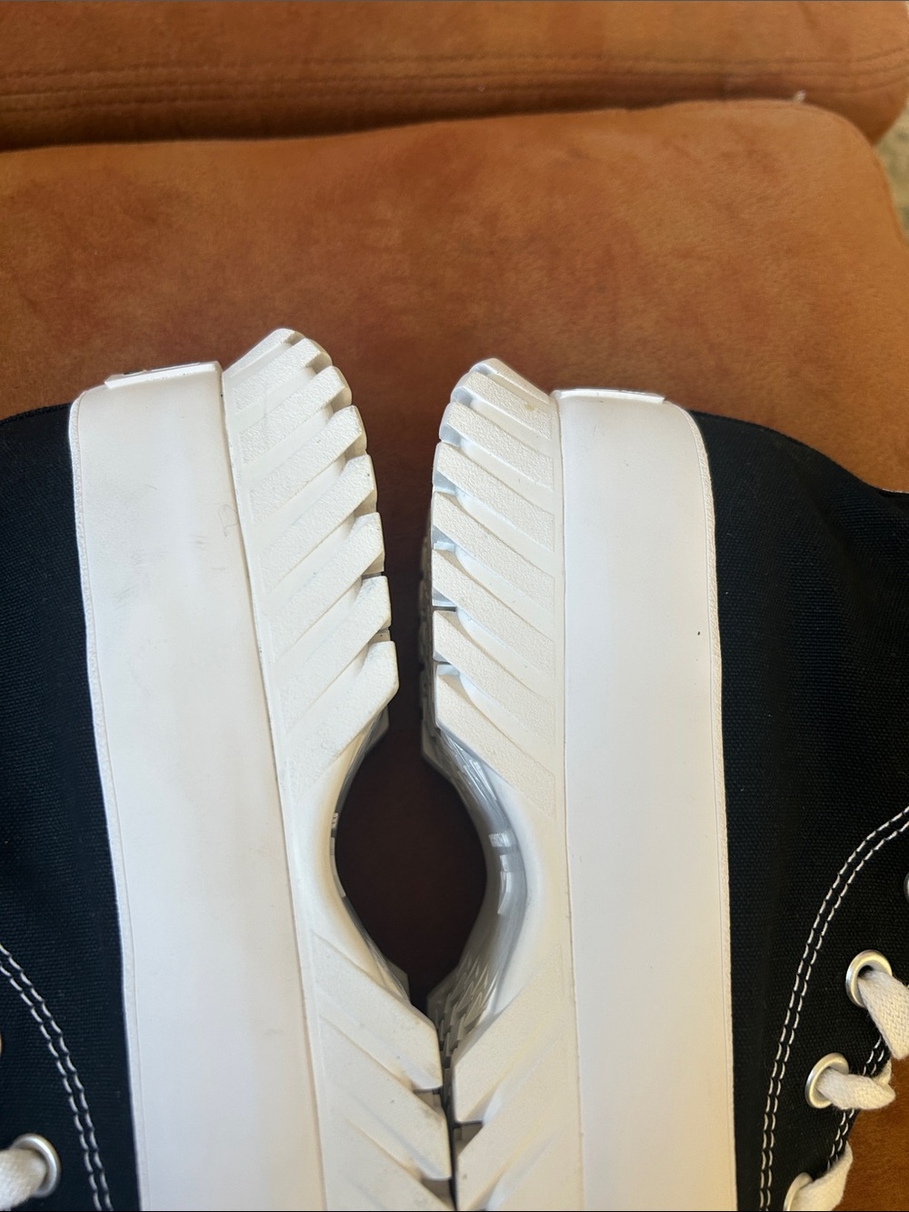 Black High-Top Canvas Platform Sneakers with White Accents - Picture 9 of 12